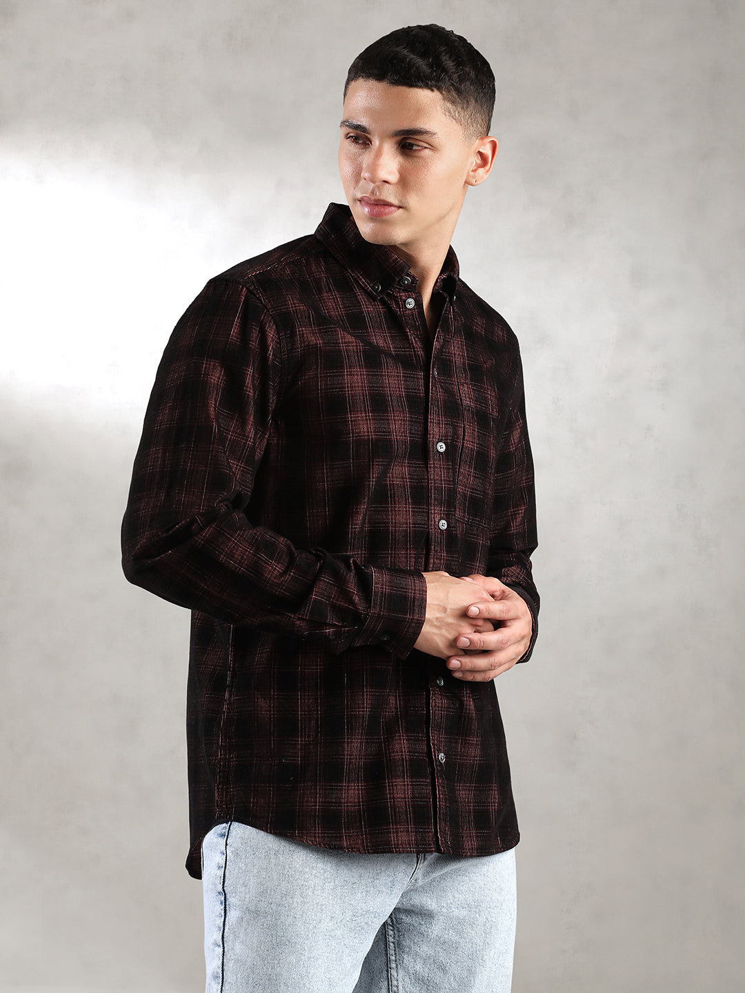 Men Maroon Comfort Fit Shirt