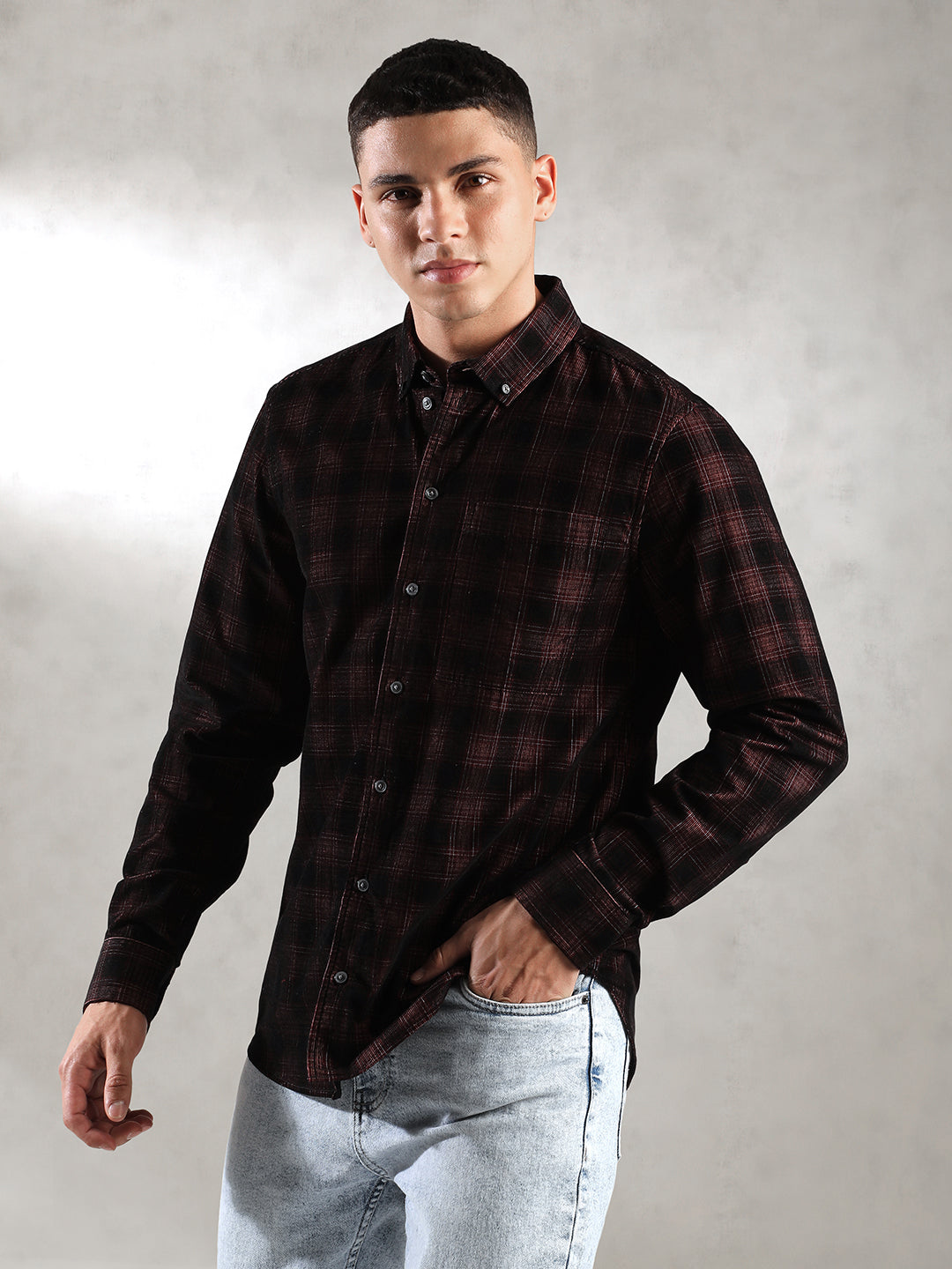 Men Maroon Comfort Fit Shirt