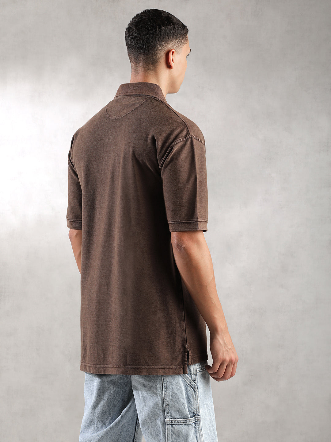 Men Choco Drop Shoulder Oversize Polo T-Shirt