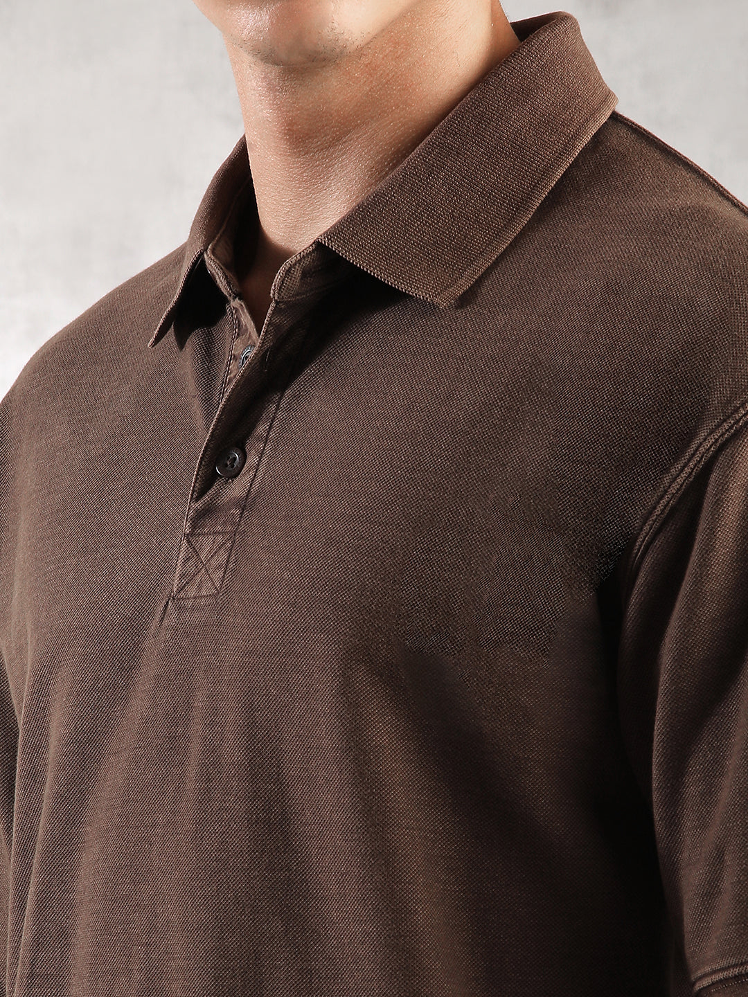 Men Choco Drop Shoulder Oversize Polo T-Shirt