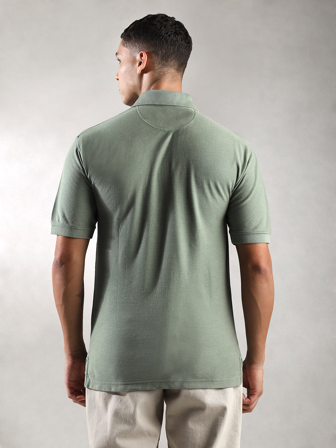 Men Sage Drop Shoulder Oversize Polo T-Shirt