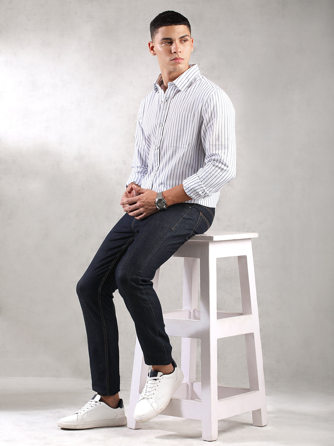 Men White Comfort Fit Shirt