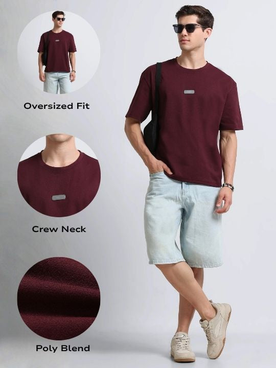 Men Maroon Crew Neck T-Shirt