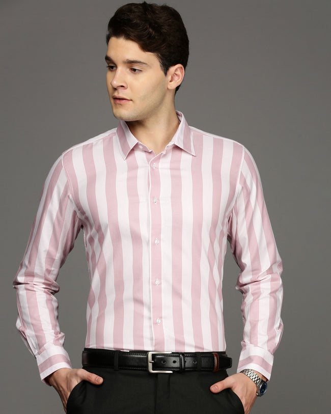 Men Pink Cotton Blend Slim Shirt