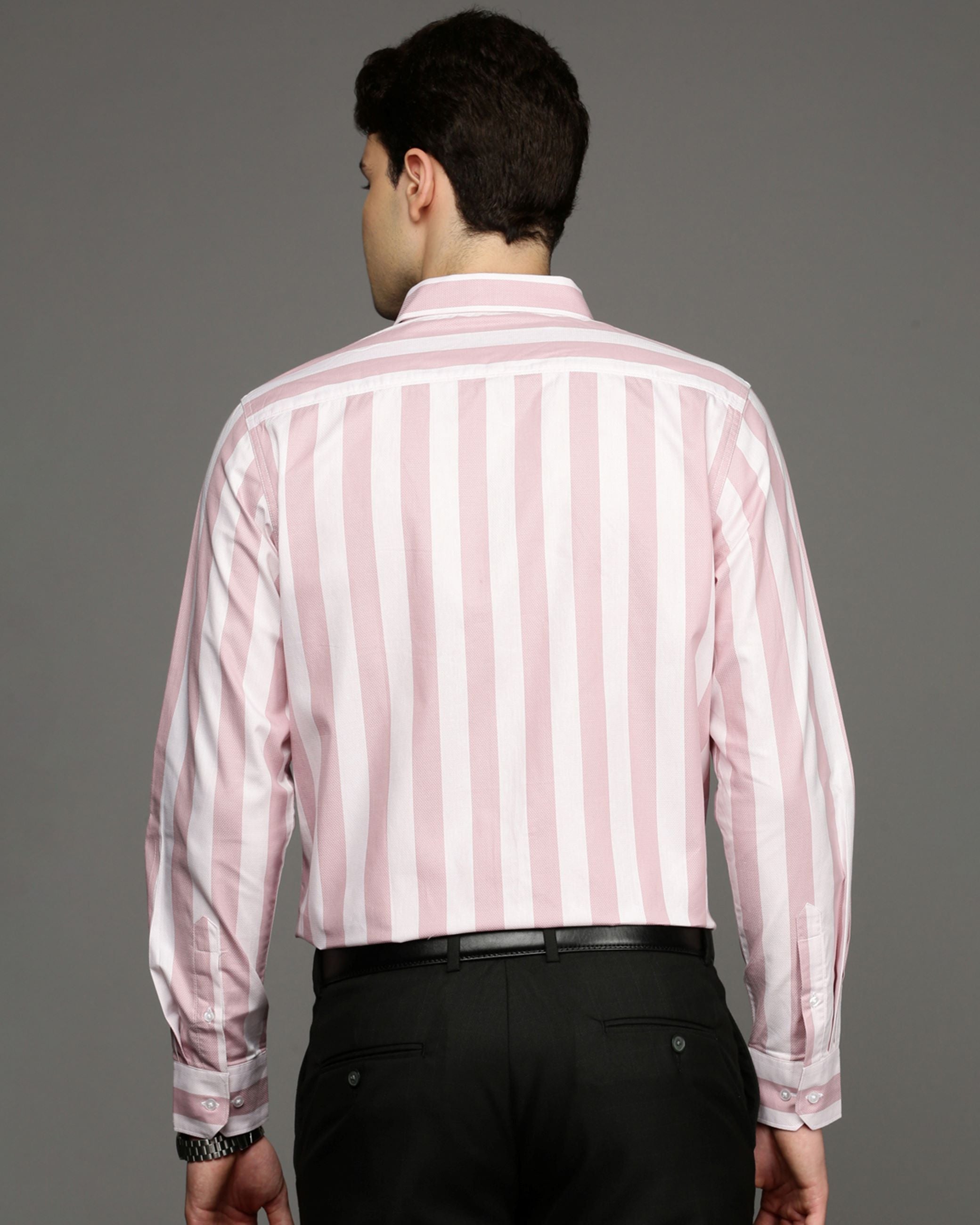 Men Pink Cotton Blend Slim Shirt