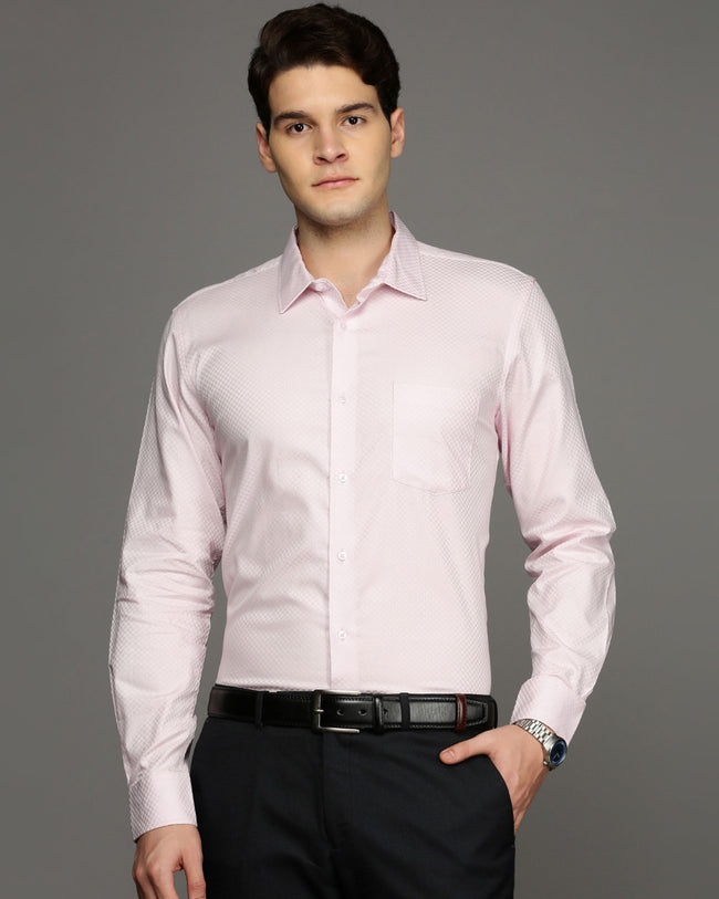 Men Pink Cotton Blend Slim Shirt