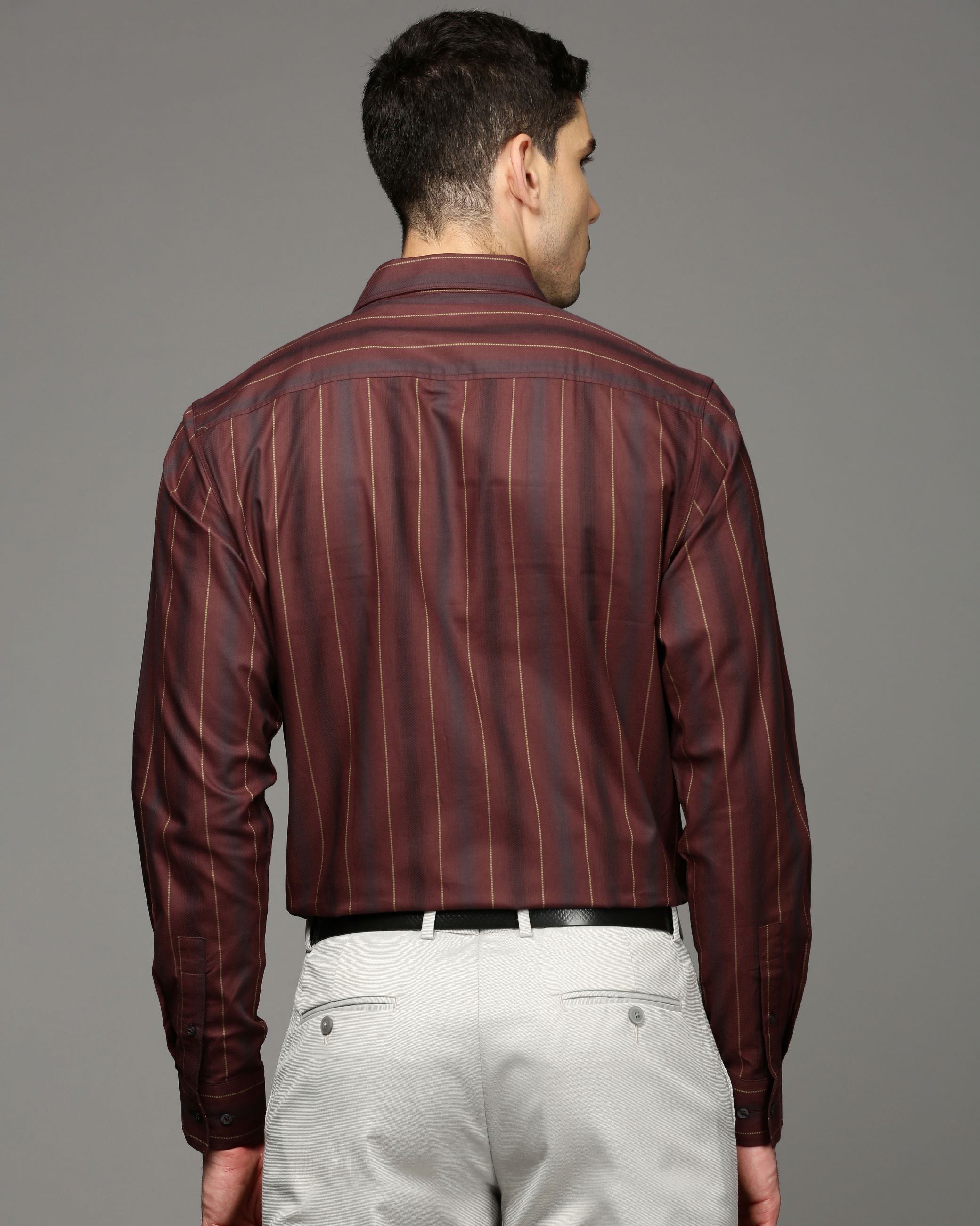 Men Maroon Cotton Blend Slim Shirt