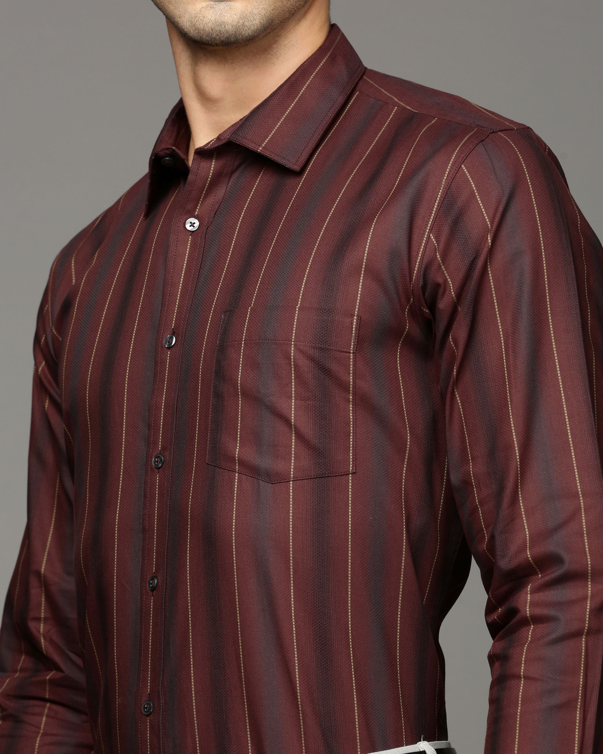 Men Maroon Cotton Blend Slim Shirt