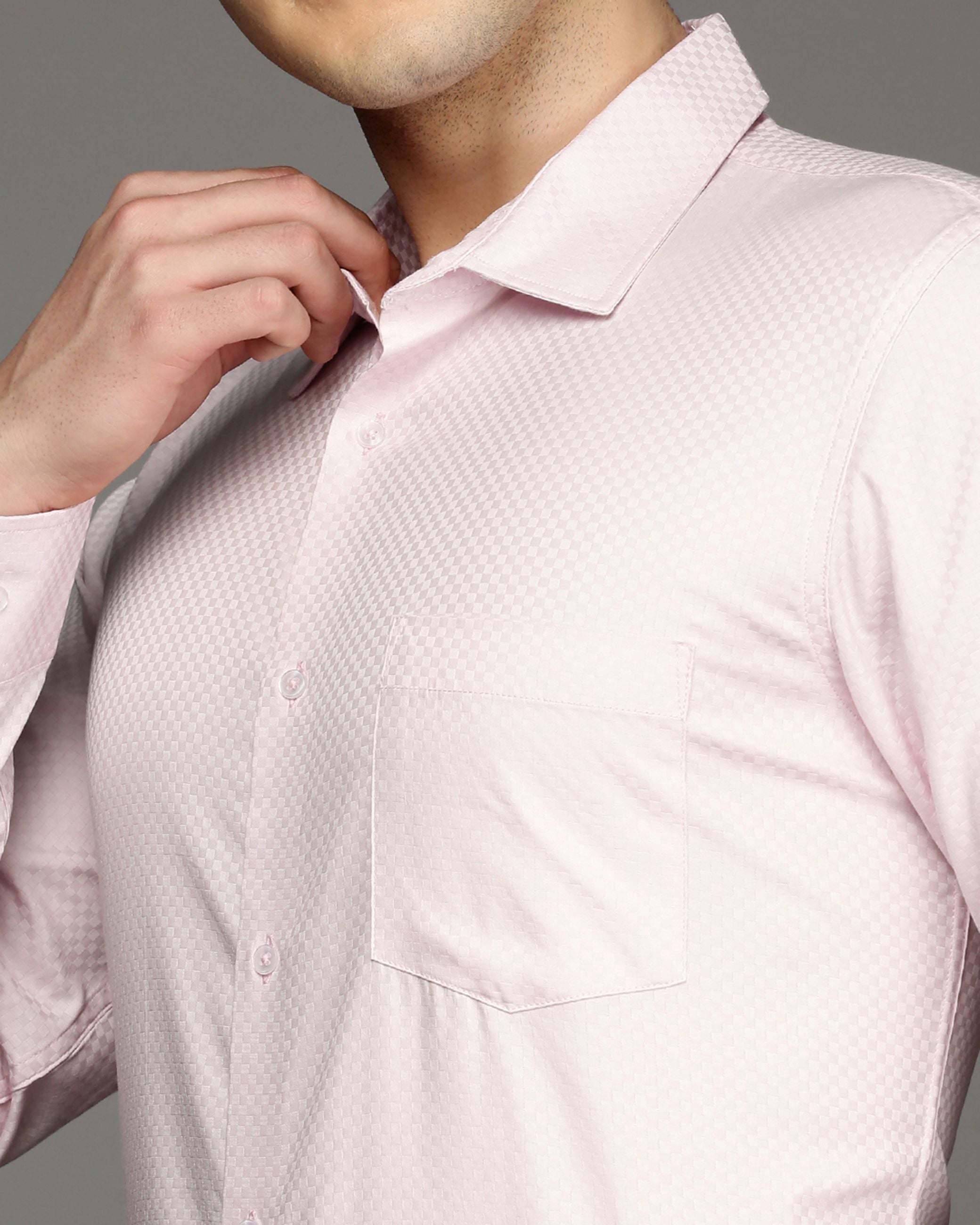 Men Pink Cotton Blend Slim Shirt