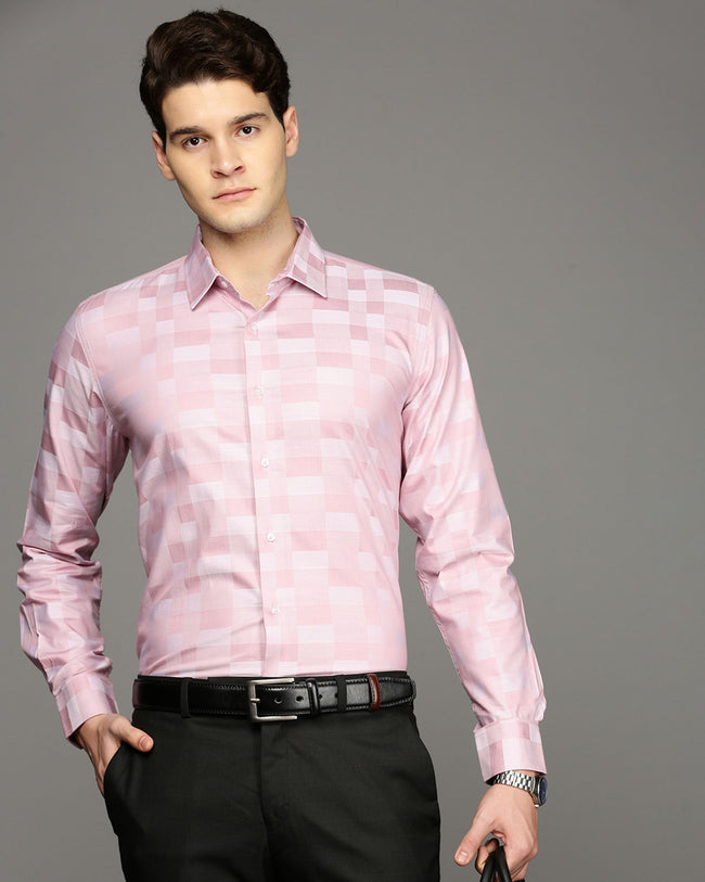 Men Pink Cotton Blend Slim Shirt