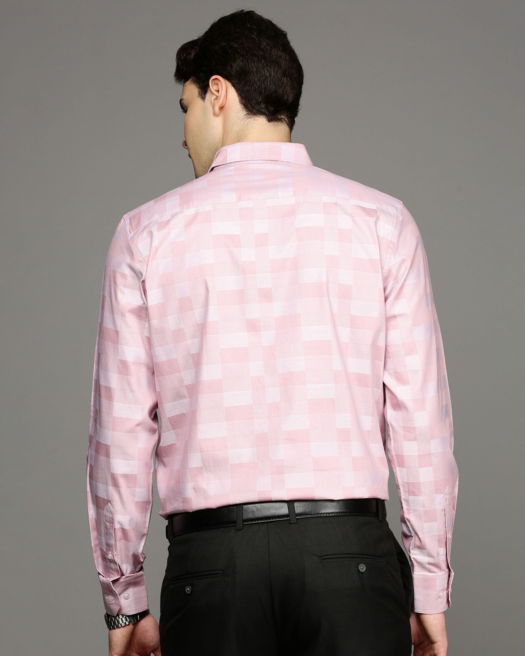Men Pink Cotton Blend Slim Shirt