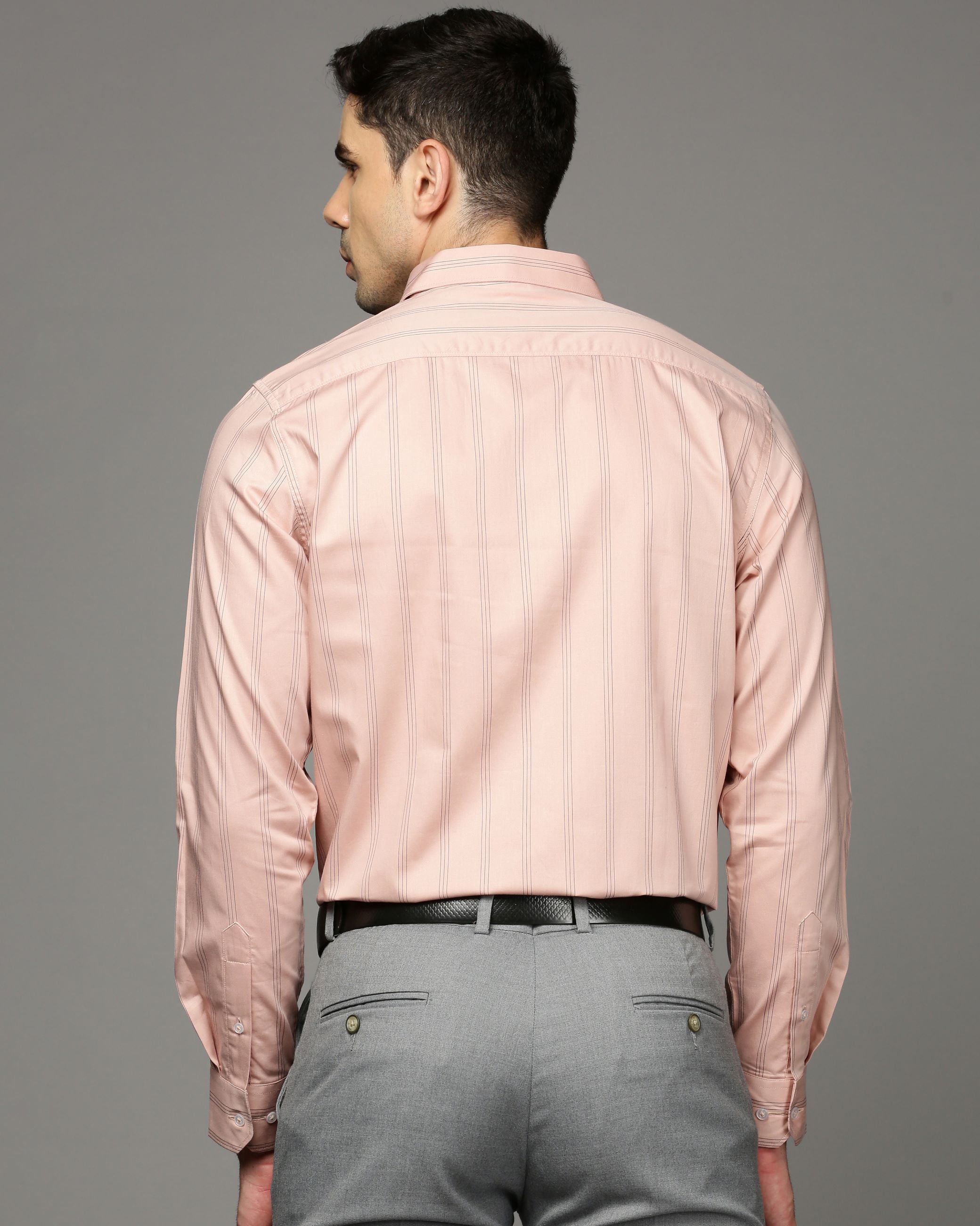 Men Pink Cotton Blend Slim Shirt