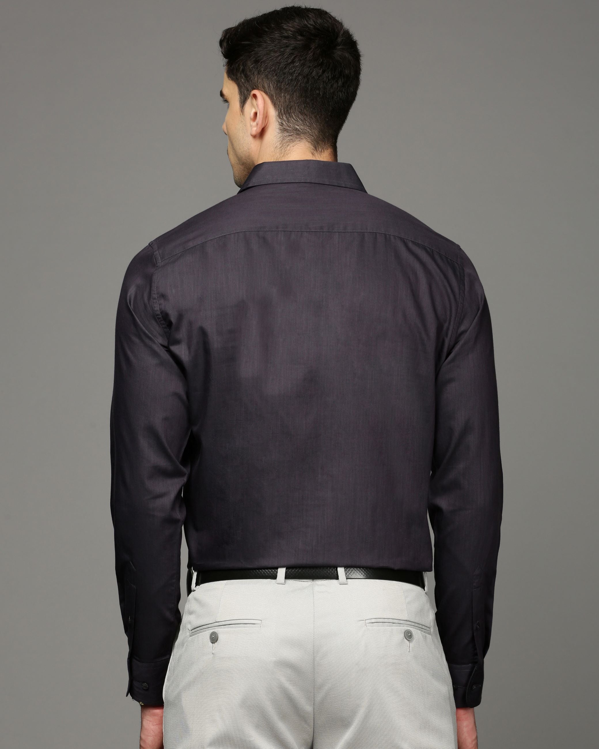 Men Black Cotton Blend Slim Shirt