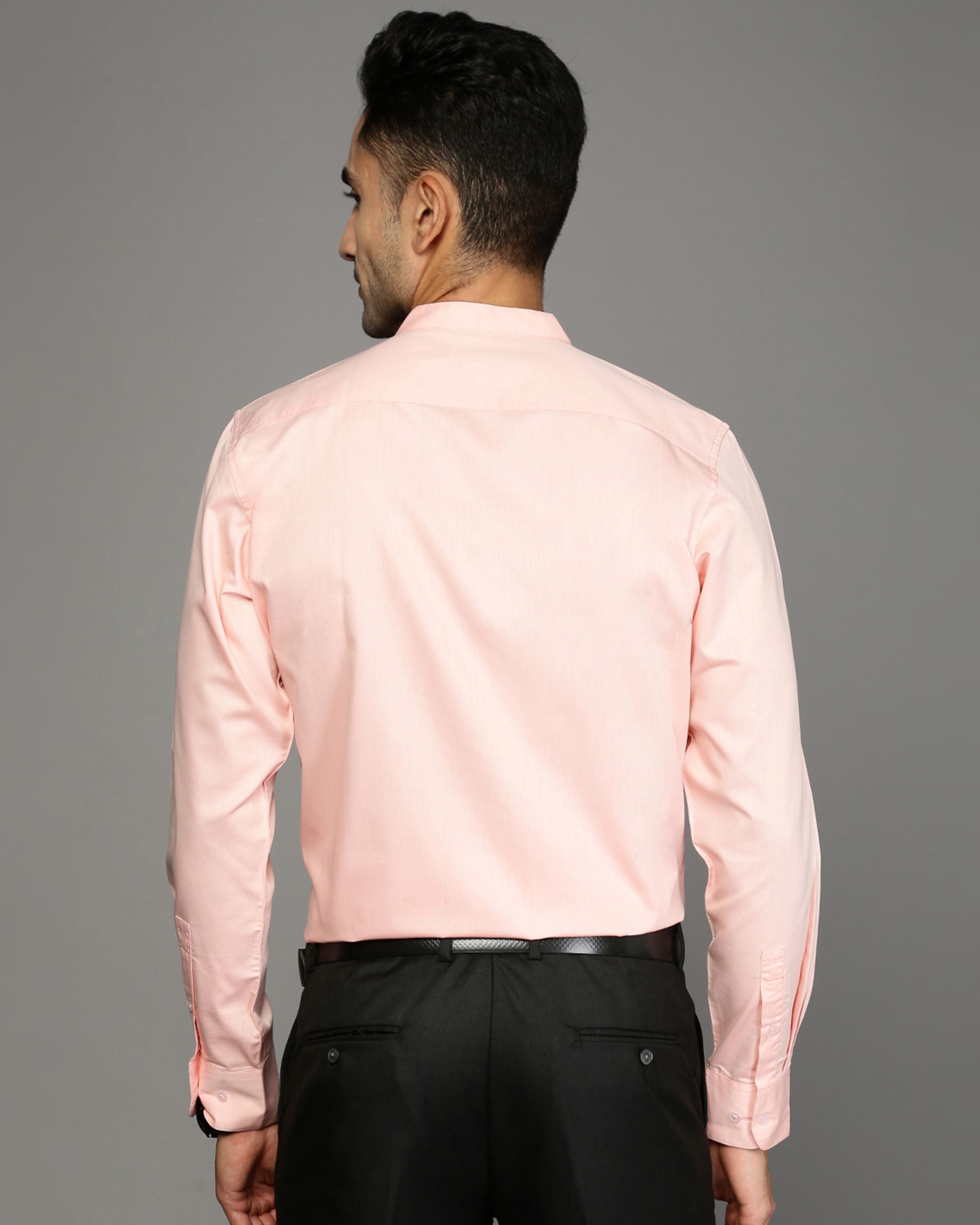 Men Pink Cotton Blend Slim Shirt