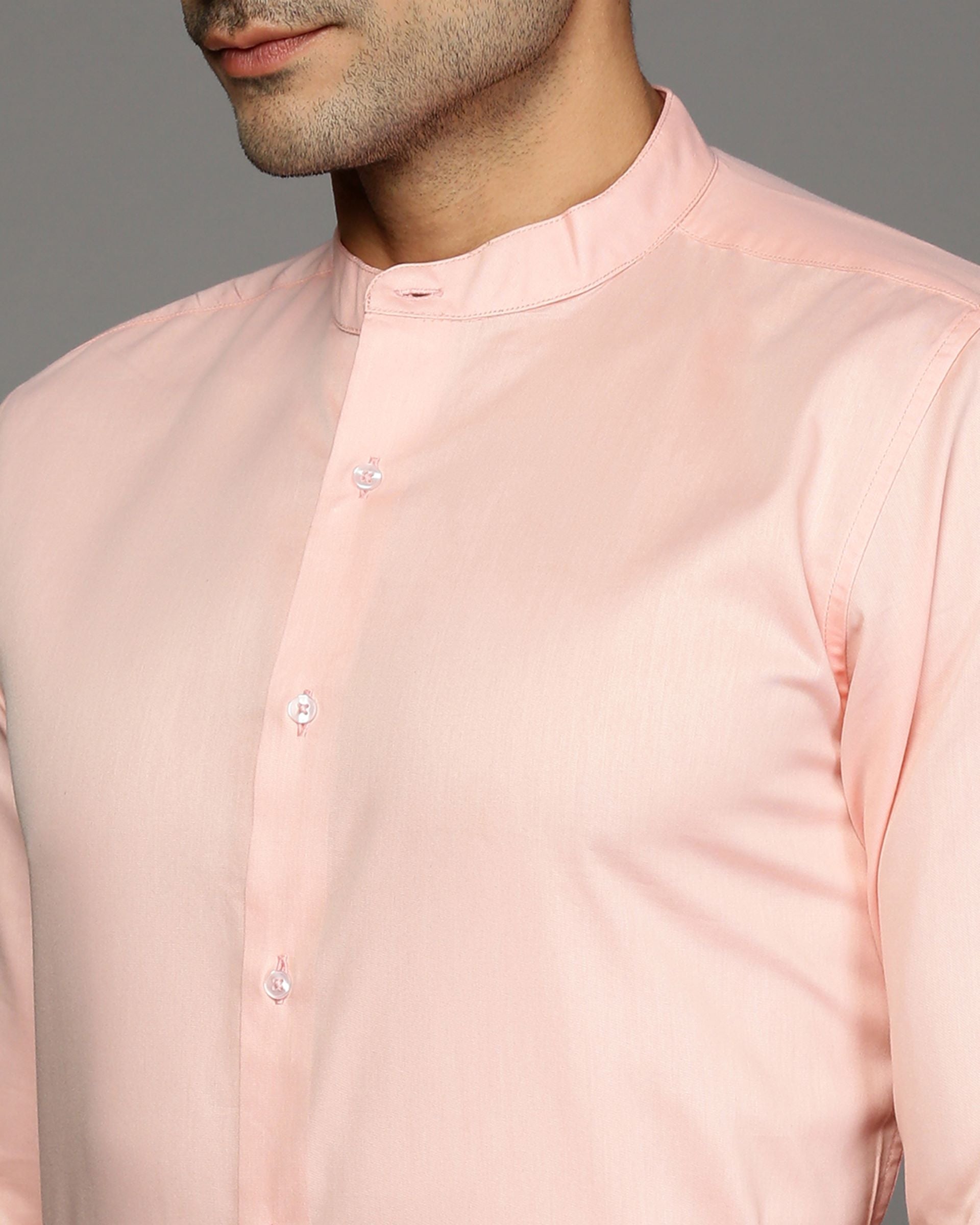 Men Pink Cotton Blend Slim Shirt