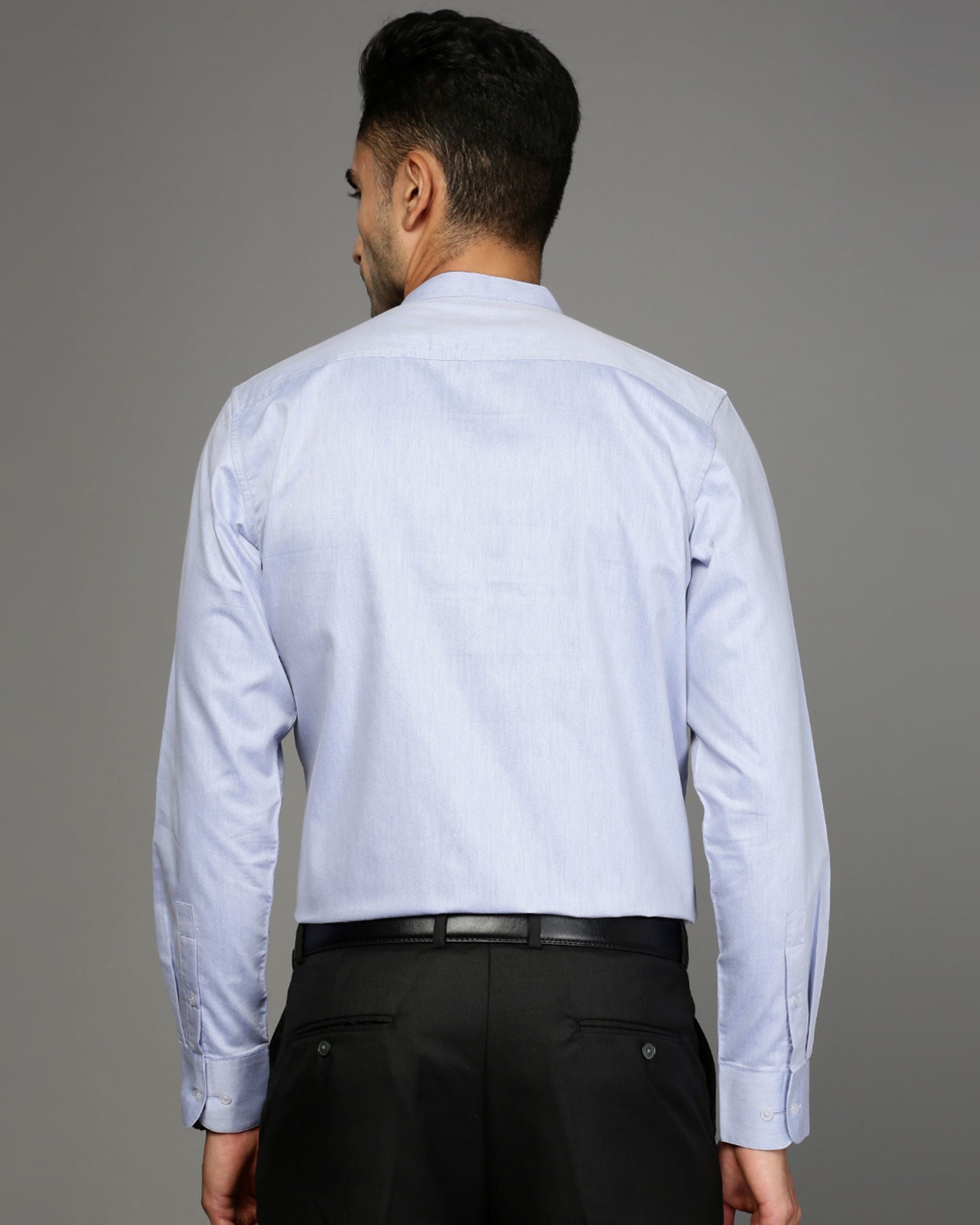 Men Blue Cotton Blend Slim Shirt