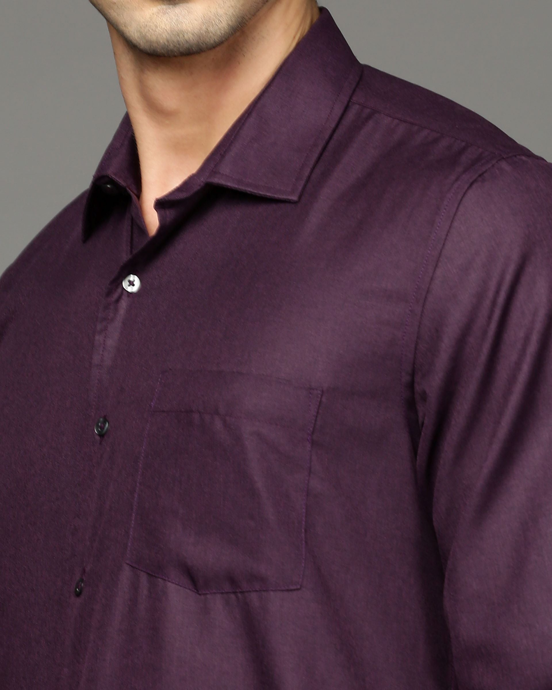 Men Purple Cotton Blend Slim Shirt