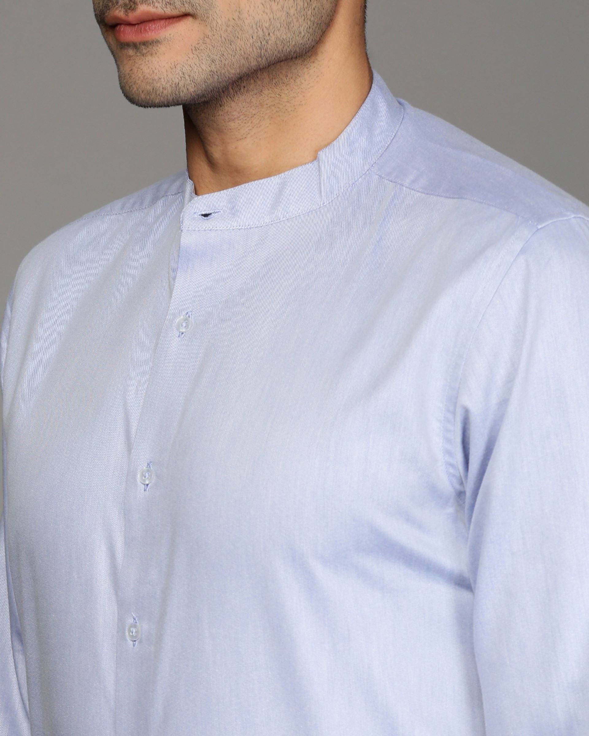 Men Blue Cotton Blend Slim Shirt