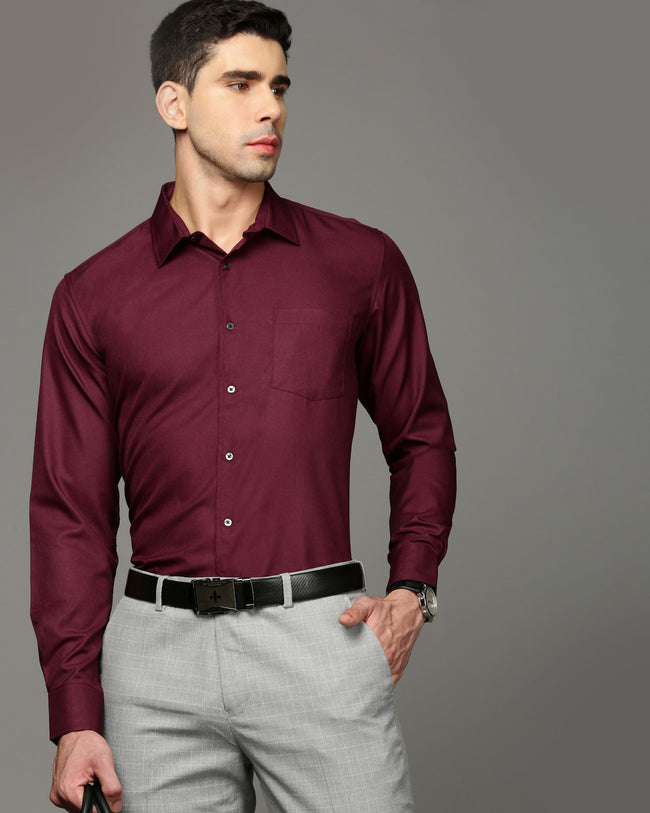 Men Purple Cotton Blend Slim Shirt