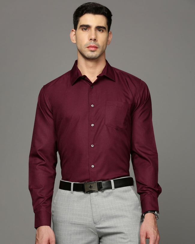 Men Purple Cotton Blend Slim Shirt