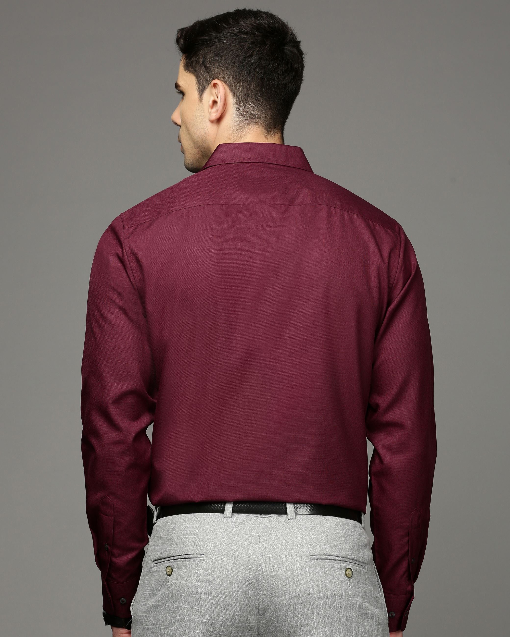 Men Purple Cotton Blend Slim Shirt