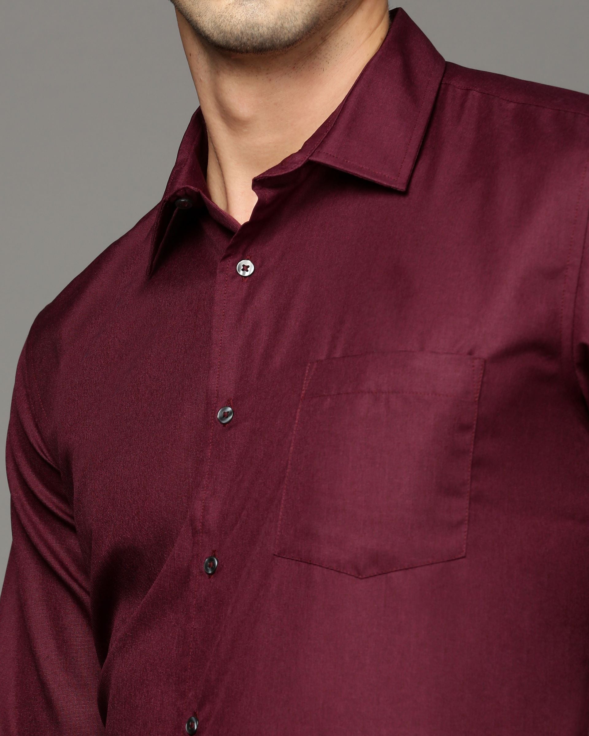 Men Purple Cotton Blend Slim Shirt