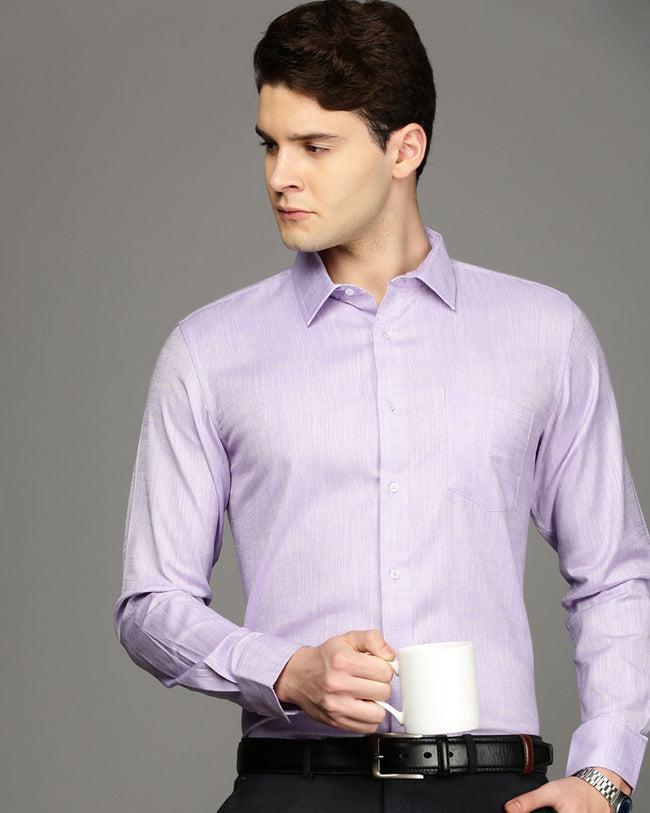 Men Purple Cotton Blend Slim Shirt