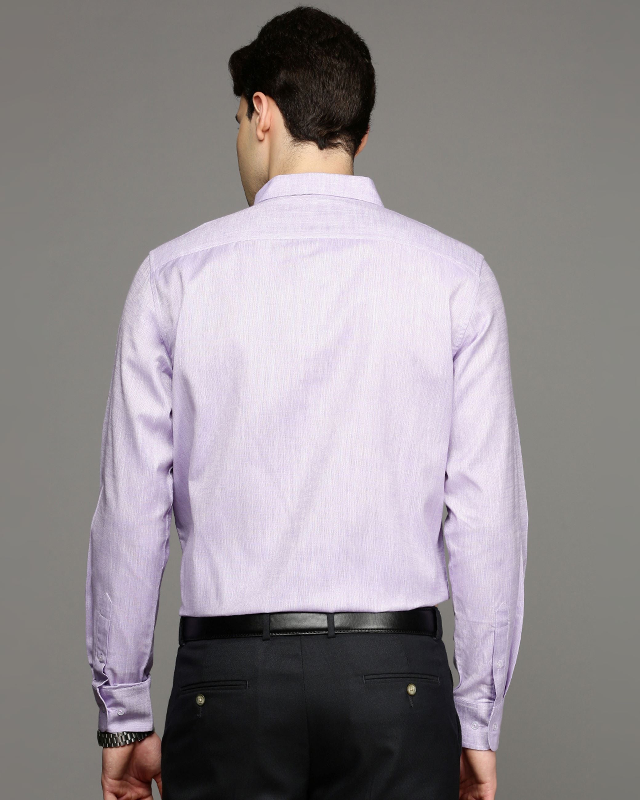Men Purple Cotton Blend Slim Shirt
