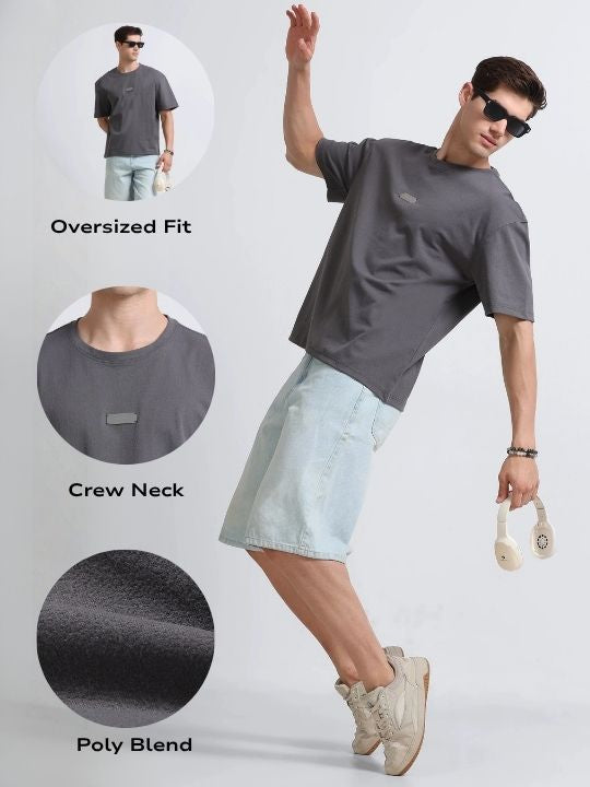 Men Grey Crew Neck T-Shirt