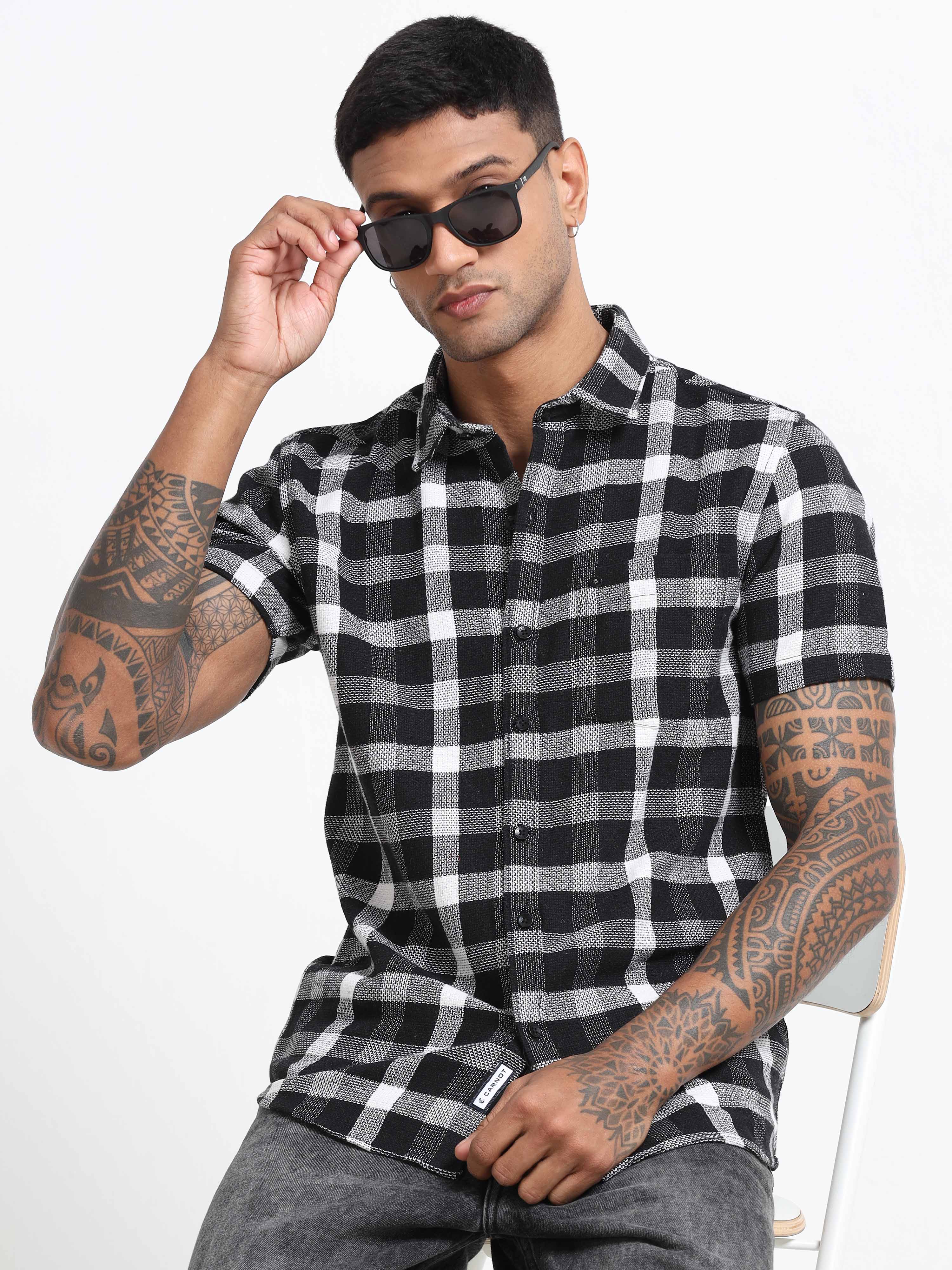 Men Checkered Half Sleeve Casual Shirt