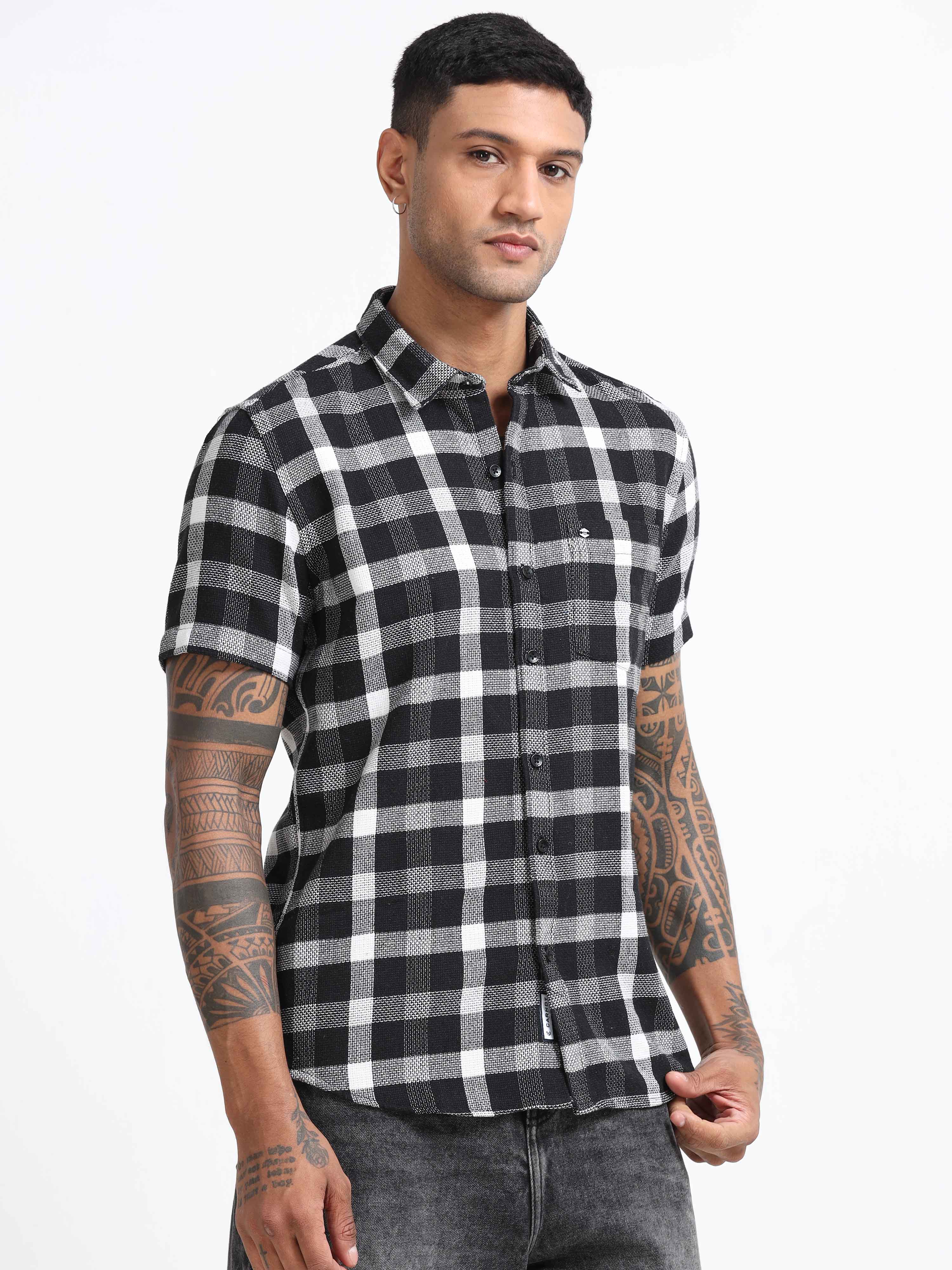 Men Checkered Half Sleeve Casual Shirt