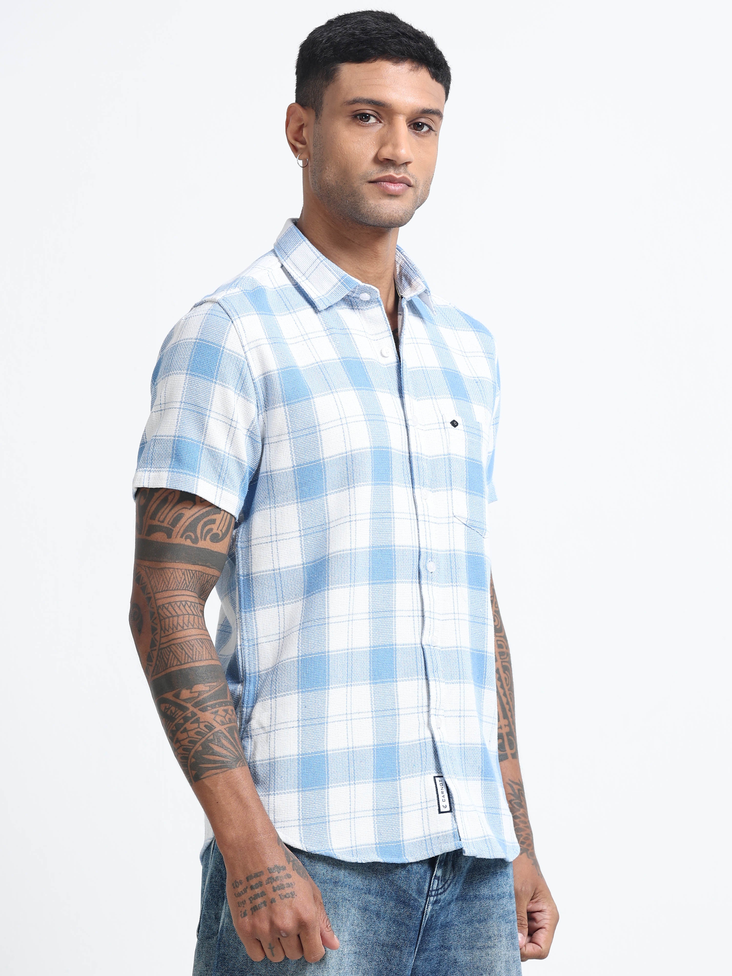 Men Checkered Half Sleeve Casual Shirt