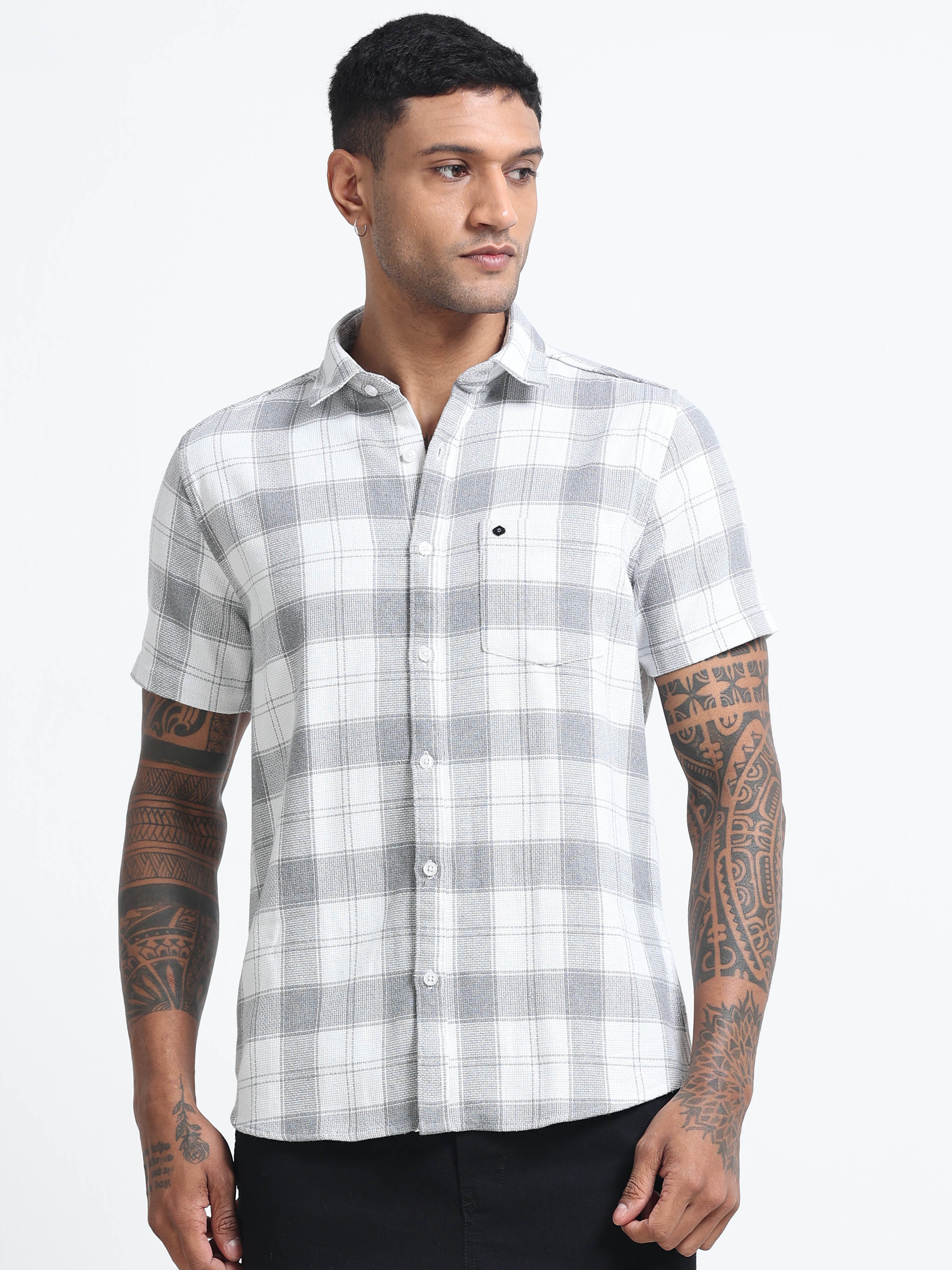 Men Checkered Half Sleeve Casual Shirt