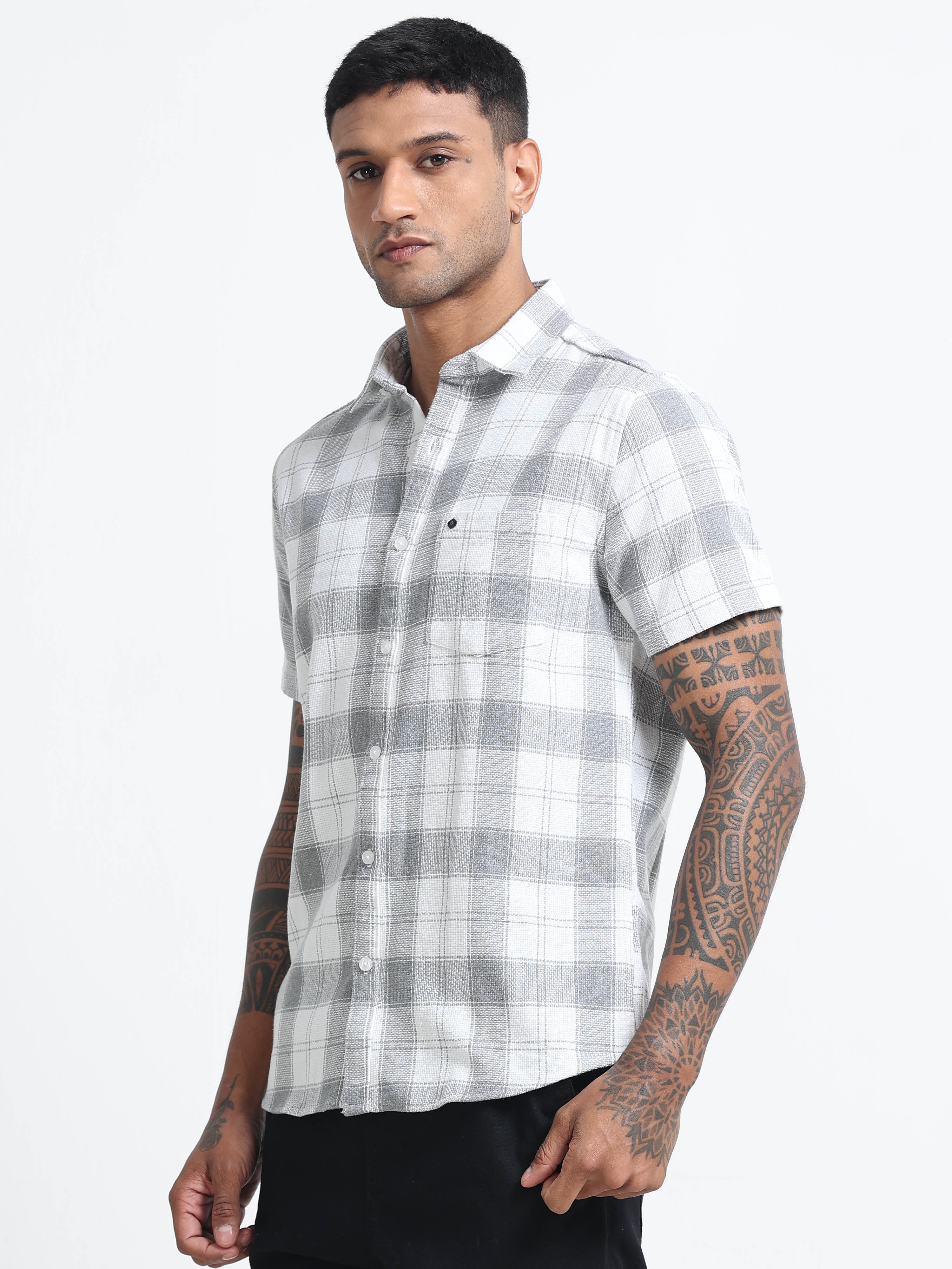 Men Checkered Half Sleeve Casual Shirt