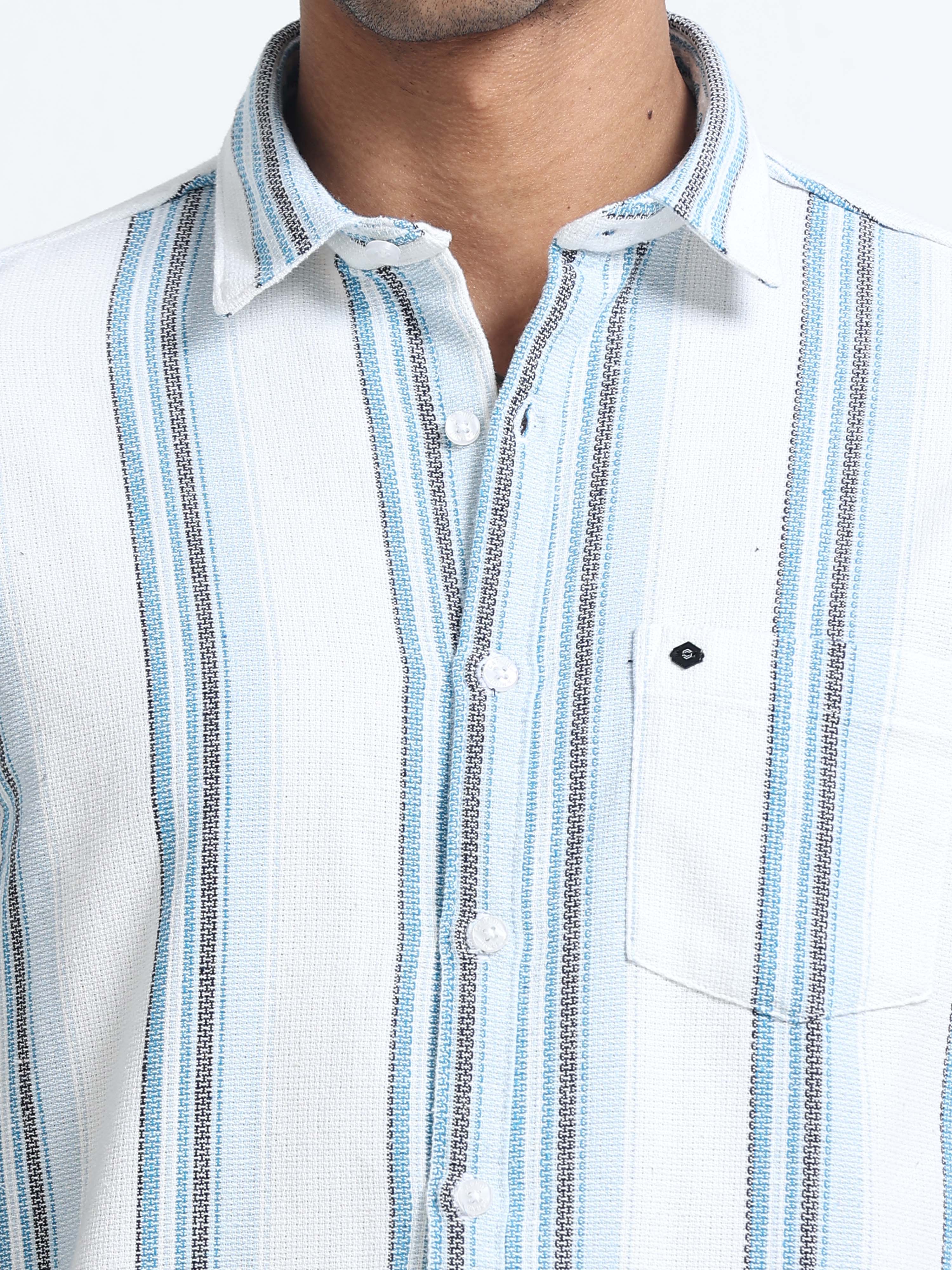 Men Striped Half Sleeve Casual Shirt
