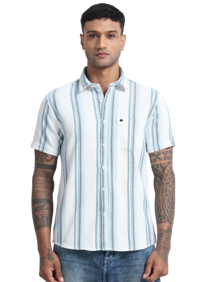 Men Striped Half Sleeve Casual Shirt