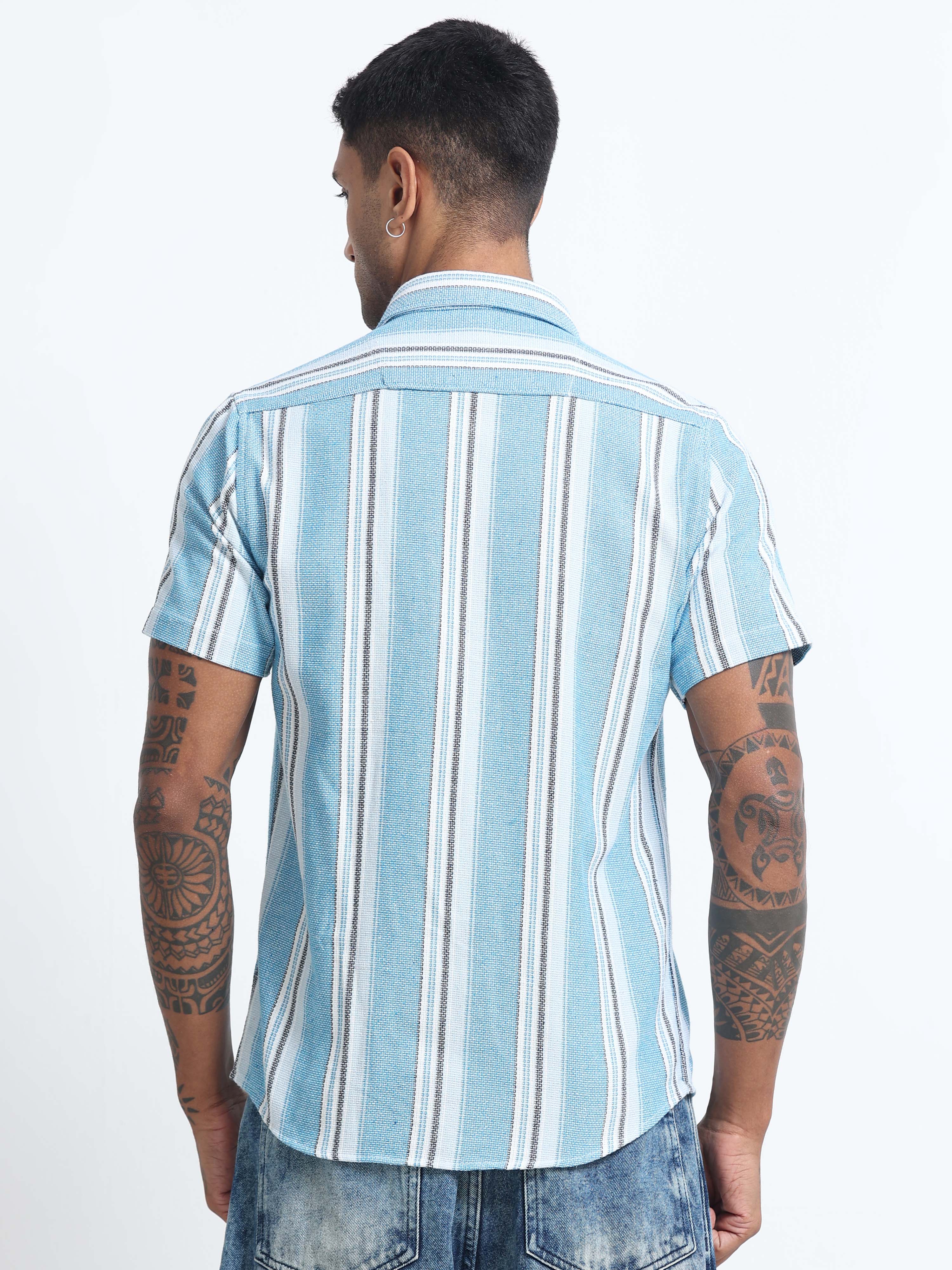 Men Striped Half Sleeve Casual Shirt