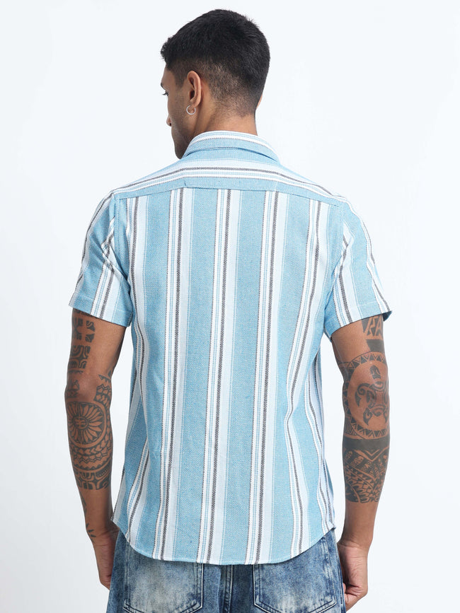Men Striped Half Sleeve Casual Shirt