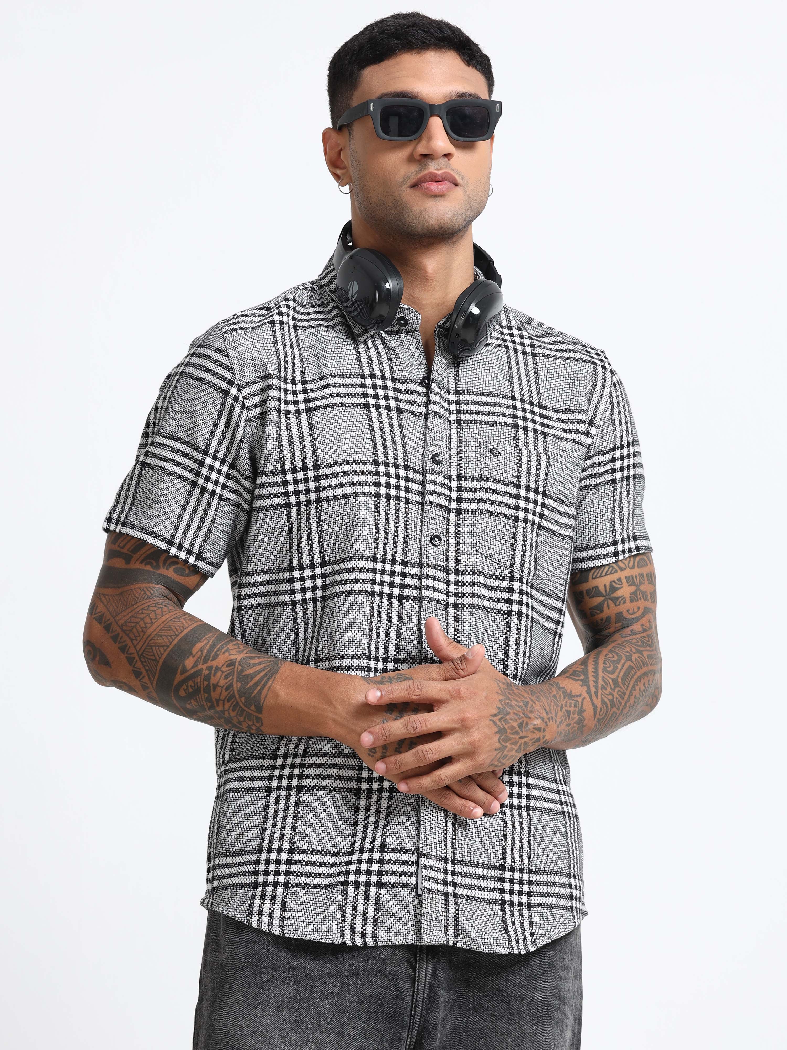 Men Checkered Half Sleeve Casual Shirt