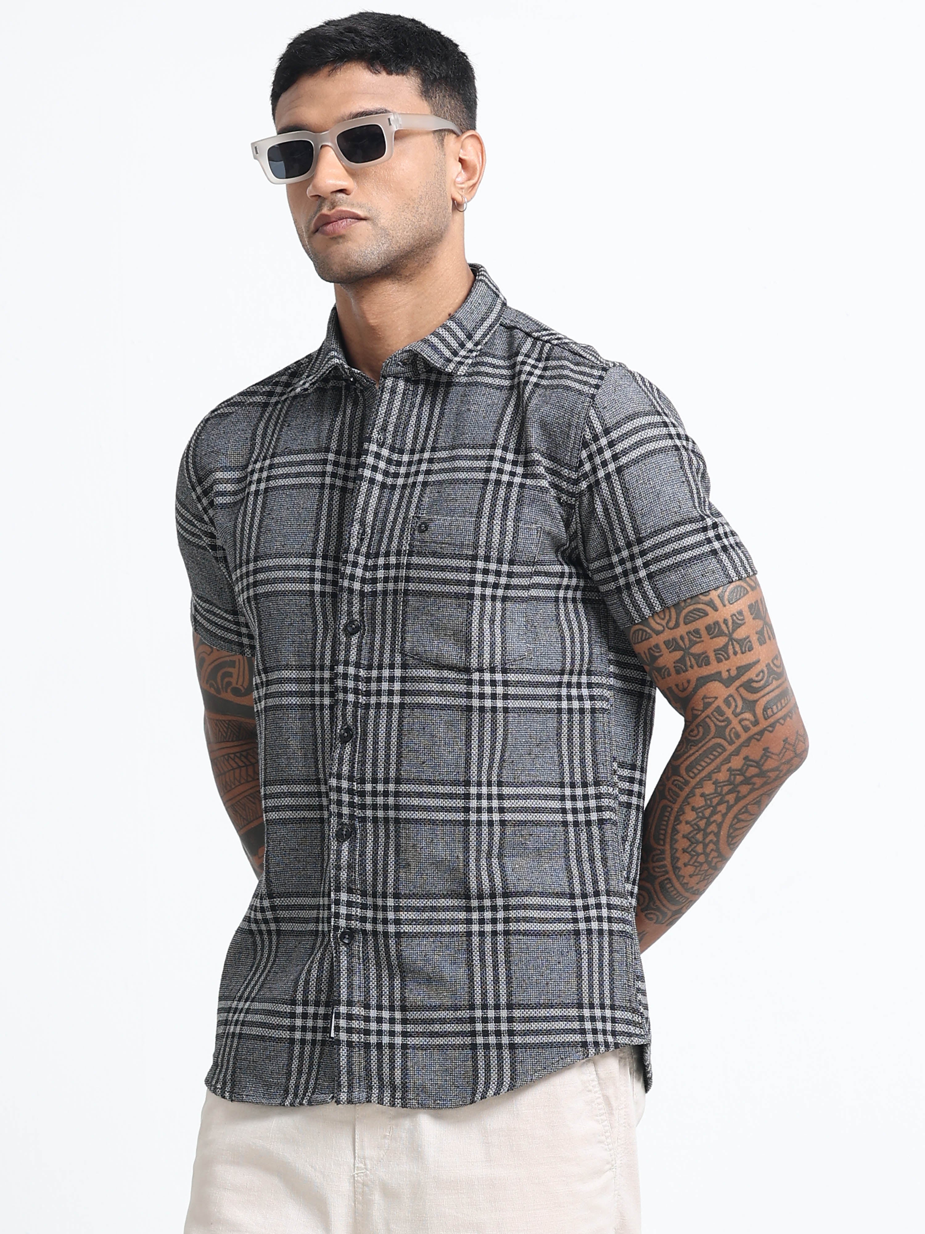 Men Checkered Half Sleeve Casual Shirt