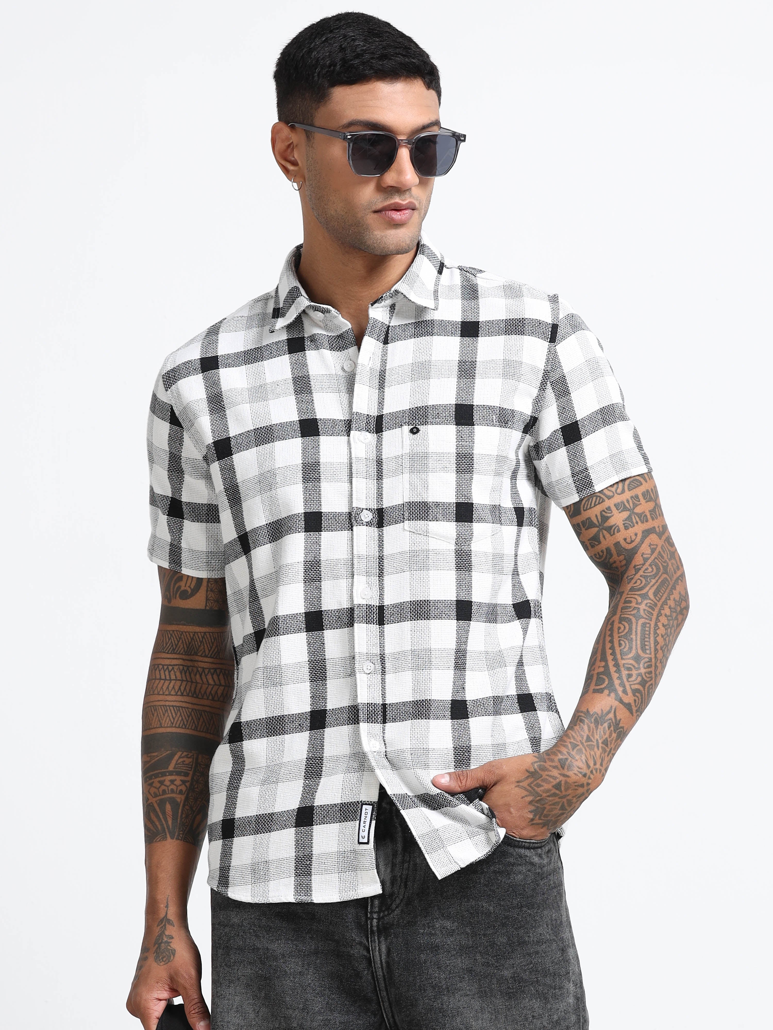 Men Checkered Half Sleeve Casual Shirt