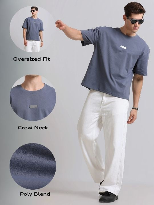 Men Blue Crew Neck T-Shirt