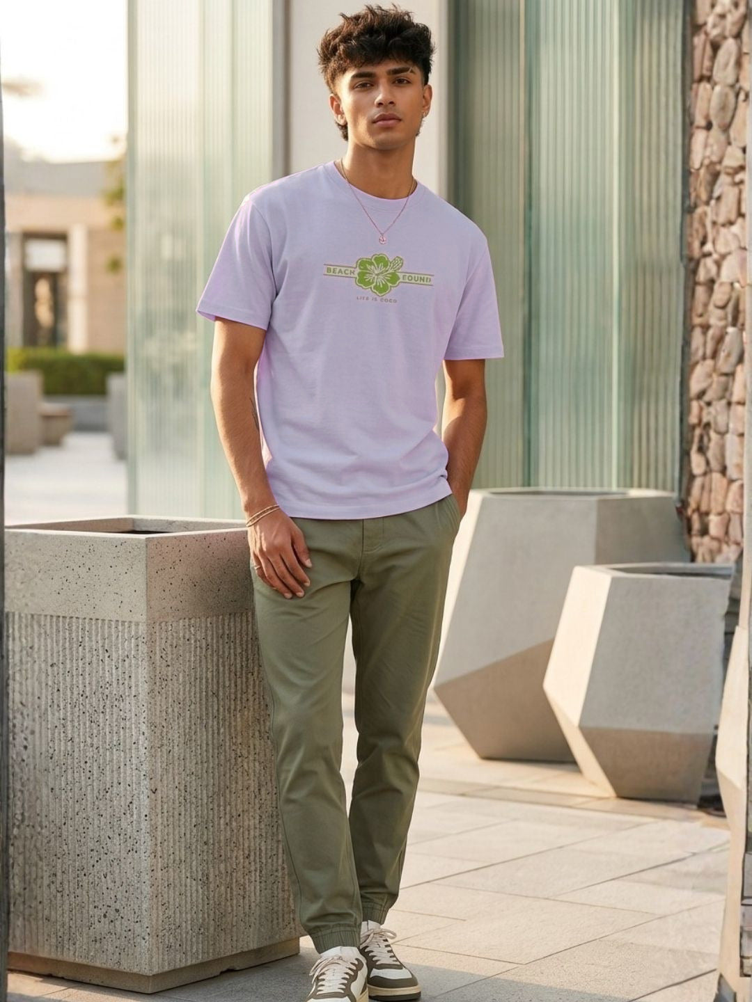 Men Purple Casual Printed T-Shirt