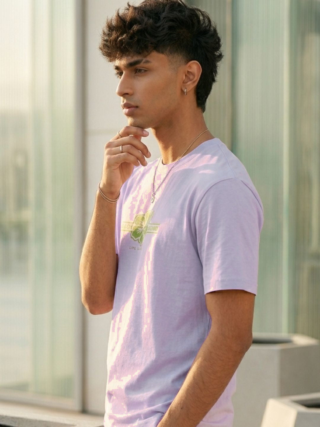 Men Purple Casual Printed T-Shirt