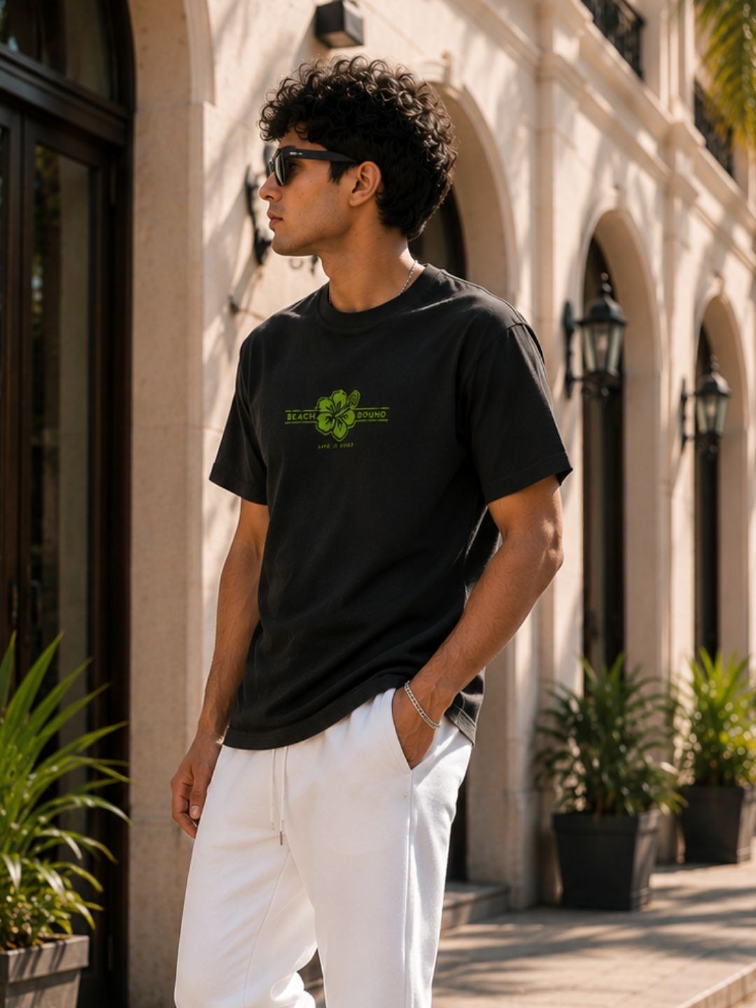 Men Black Casual Printed T-Shirt