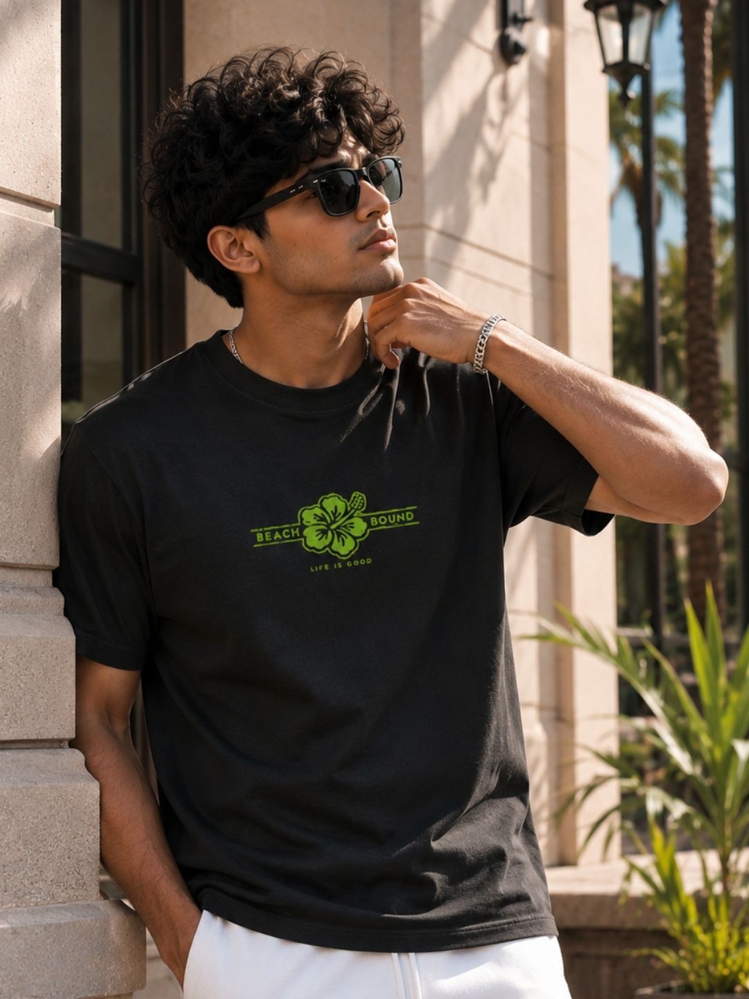 Men Black Casual Printed T-Shirt