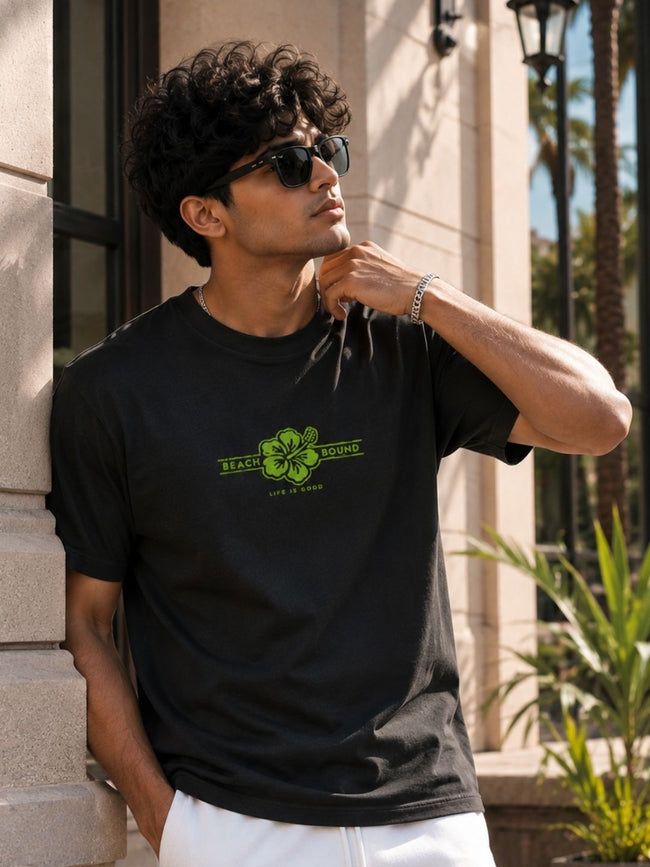 Men Black Casual Printed T-Shirt