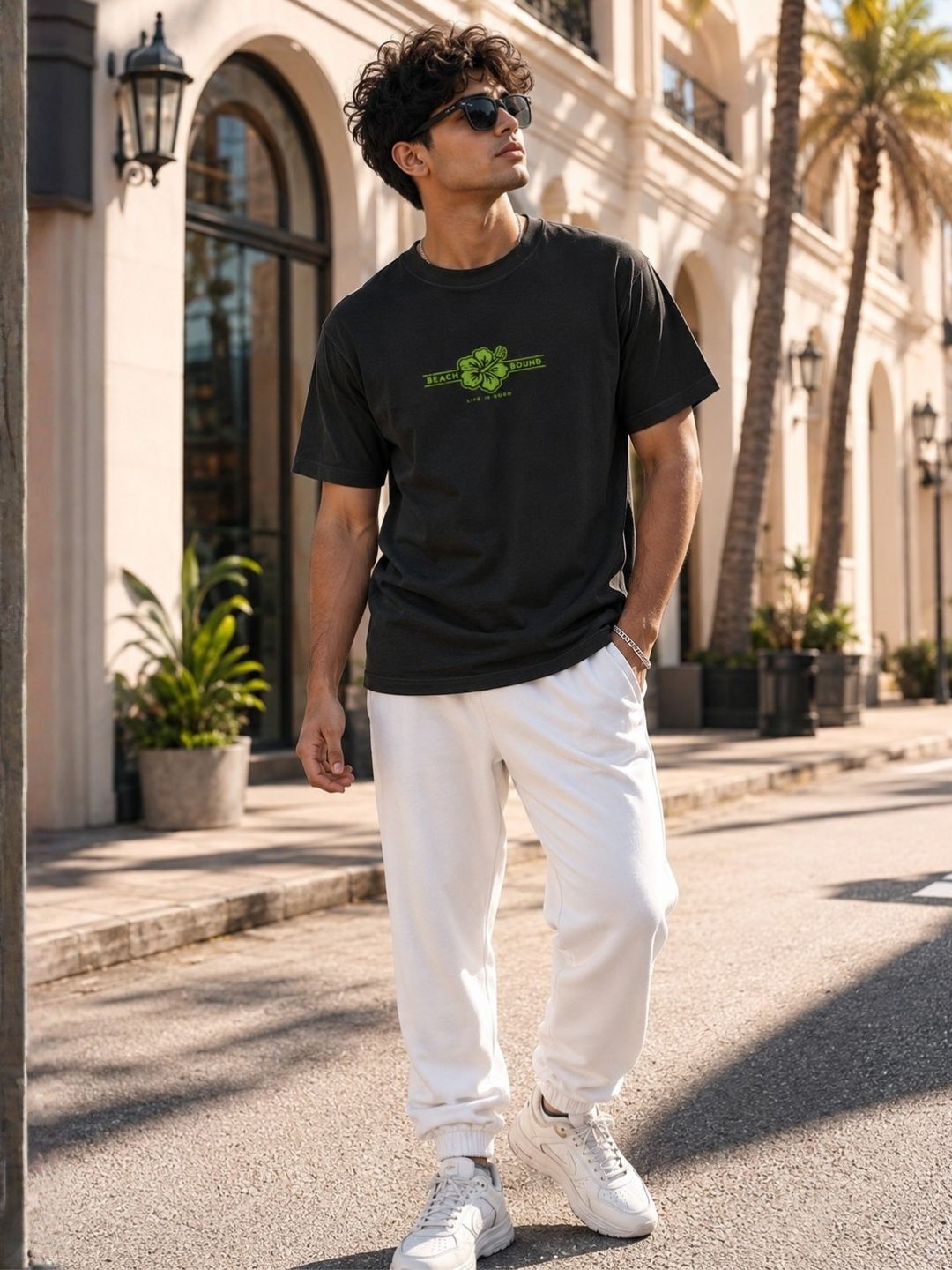 Men Black Casual Printed T-Shirt