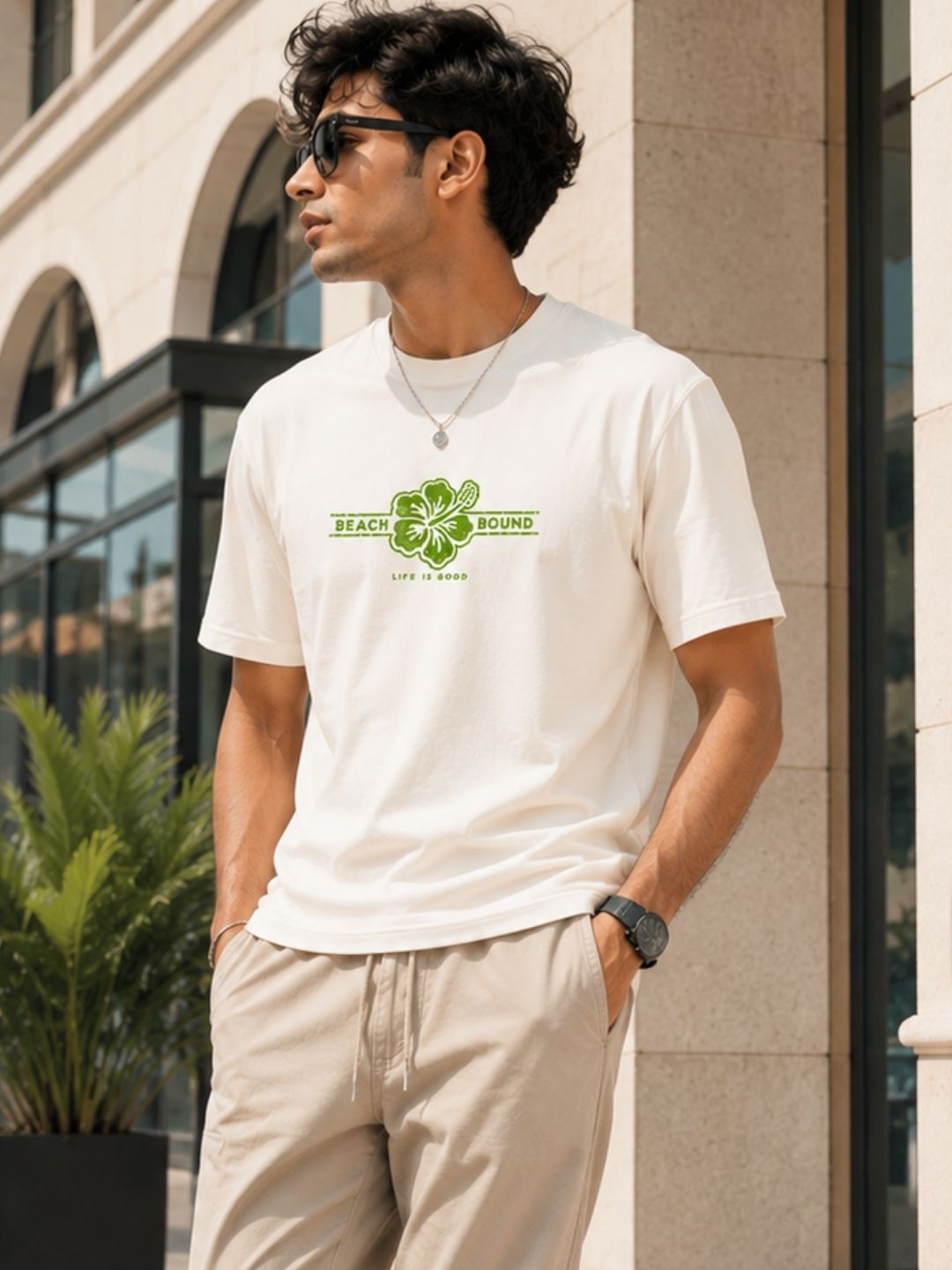 Men White Casual Printed T-Shirt