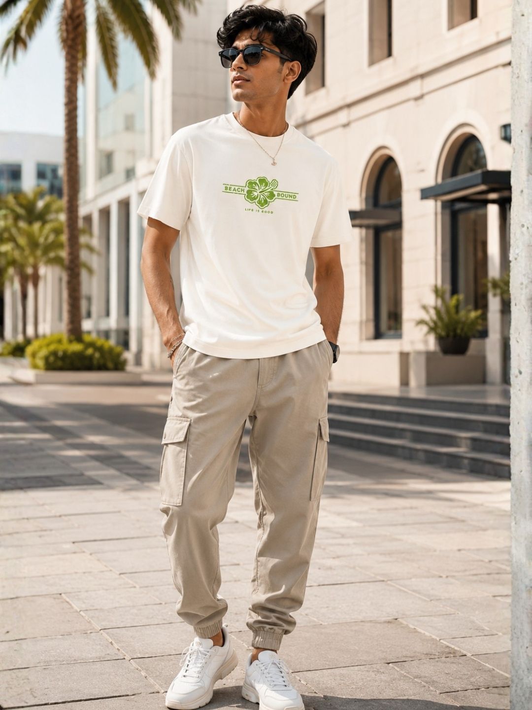 Men White Casual Printed T-Shirt